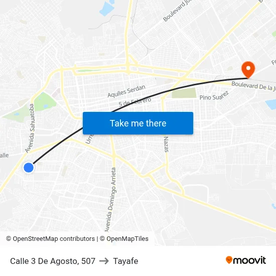 Calle 3 De Agosto, 507 to Tayafe map