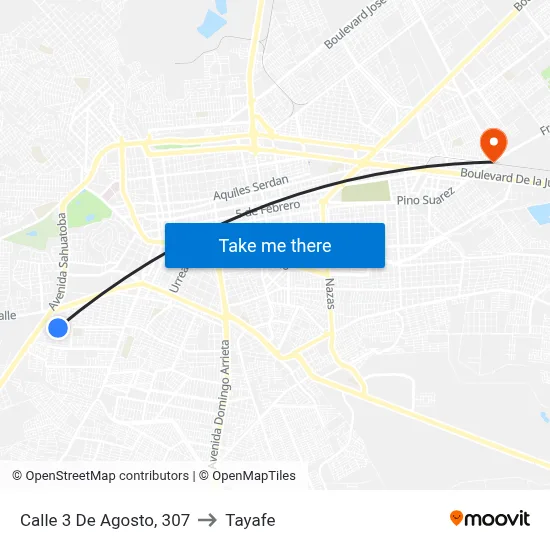 Calle 3 De Agosto, 307 to Tayafe map