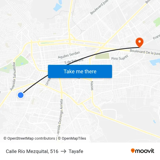 Calle Río Mezquital, 516 to Tayafe map
