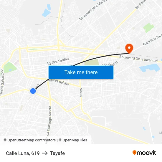 Calle Luna, 619 to Tayafe map