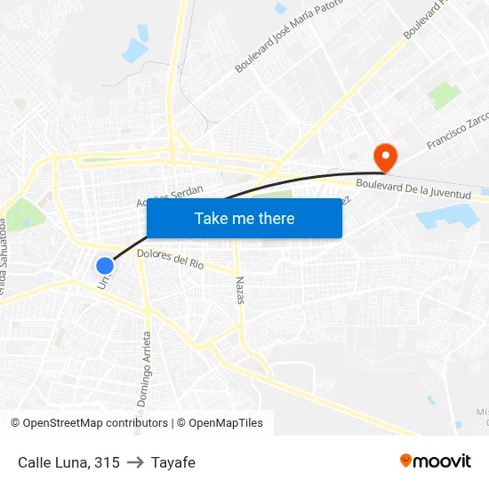 Calle Luna, 315 to Tayafe map