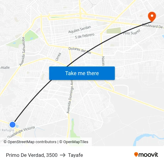 Primo De Verdad, 3500 to Tayafe map