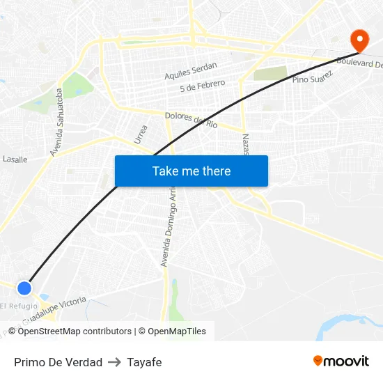 Primo De Verdad to Tayafe map
