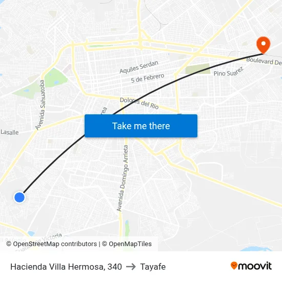 Hacienda Villa Hermosa, 340 to Tayafe map