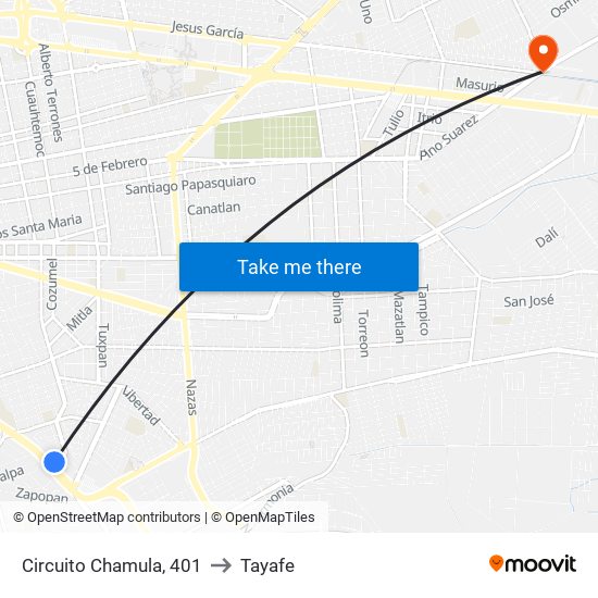 Circuito Chamula, 401 to Tayafe map