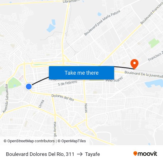 Boulevard Dolores Del Río, 311 to Tayafe map