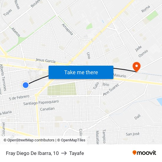 Fray Diego De Ibarra, 10 to Tayafe map