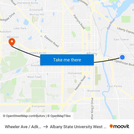 Wheeler Ave / Adkins St to Albany State University West Campus map