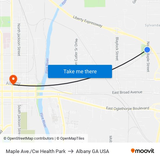 Maple Ave./Cw Health Park to Albany GA USA map