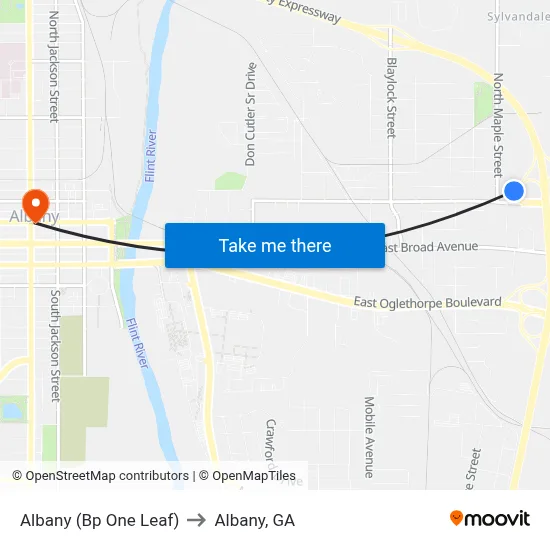 Albany (Bp One Leaf) to Albany, GA map