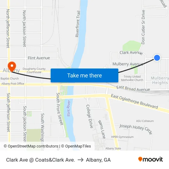 Clark Ave @ Coats&Clark Ave. to Albany, GA map