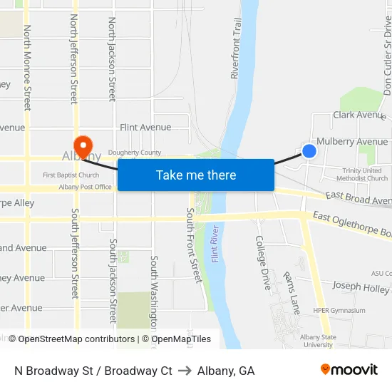 N Broadway St / Broadway Ct to Albany, GA map