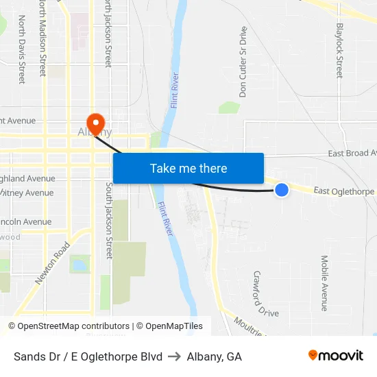 Sands Dr / E Oglethorpe Blvd to Albany, GA map