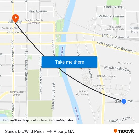 Sands Dr./Wild Pines to Albany, GA map