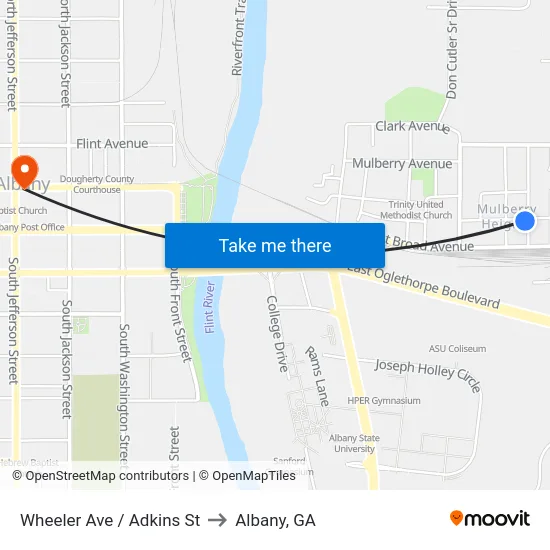 Wheeler Ave / Adkins St to Albany, GA map