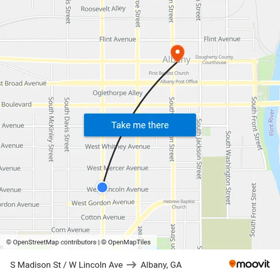 S Madison St / W Lincoln Ave to Albany, GA map