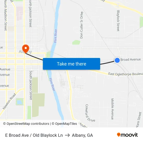 E Broad Ave / Old Blaylock Ln to Albany, GA map
