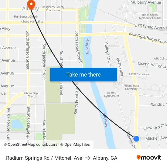 Radium Springs Rd / Mitchell Ave to Albany, GA map
