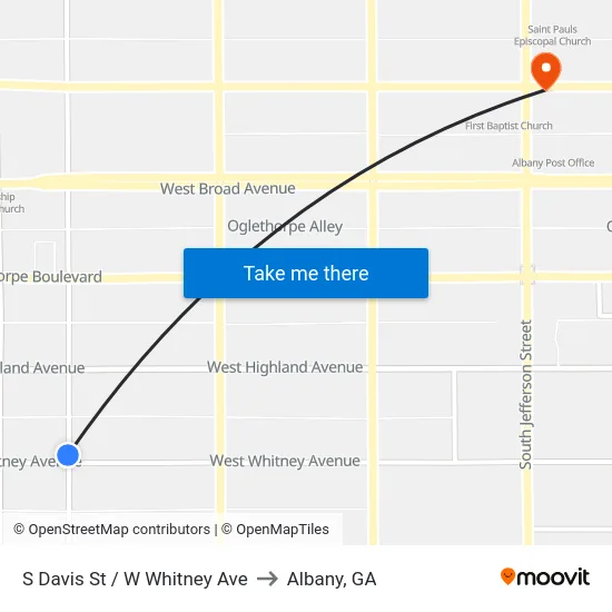 S Davis St / W Whitney Ave to Albany, GA map
