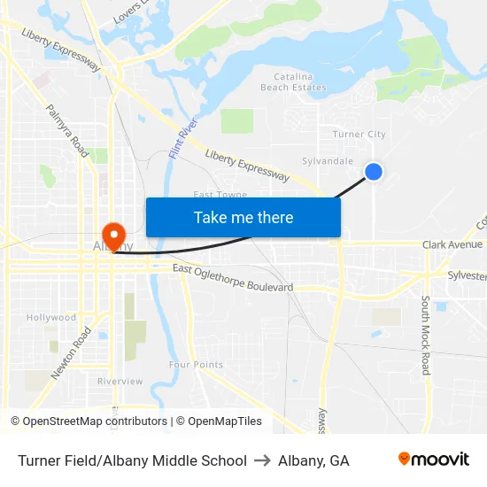 Turner Field/Albany Middle School to Albany, GA map