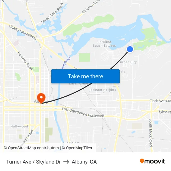 Turner Ave / Skylane Dr to Albany, GA map