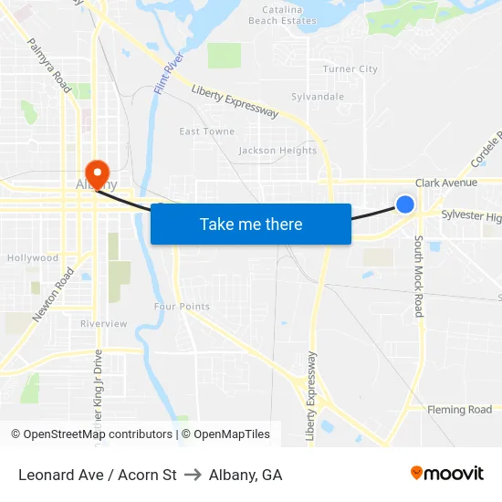 Leonard Ave / Acorn St to Albany, GA map