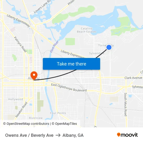 Owens Ave / Beverly Ave to Albany, GA map