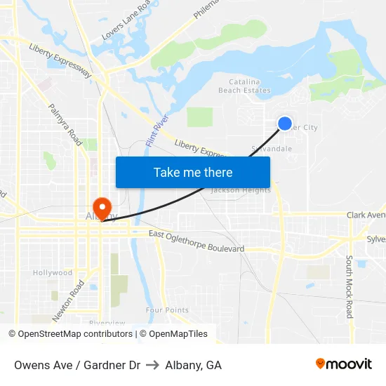 Owens Ave / Gardner Dr to Albany, GA map