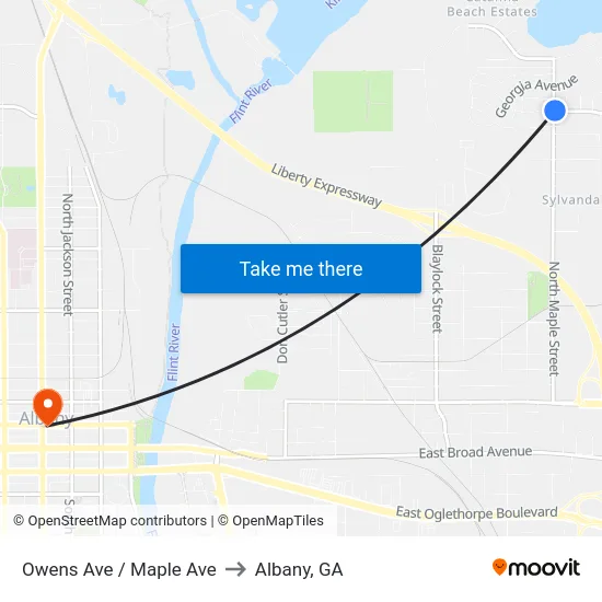 Owens Ave / Maple Ave to Albany, GA map