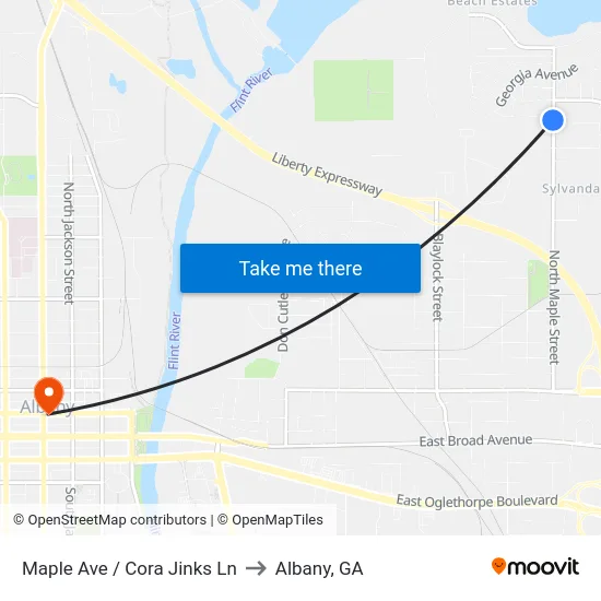 Maple Ave / Cora Jinks Ln to Albany, GA map