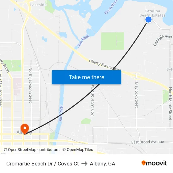 Cromartie Beach Dr / Coves Ct to Albany, GA map