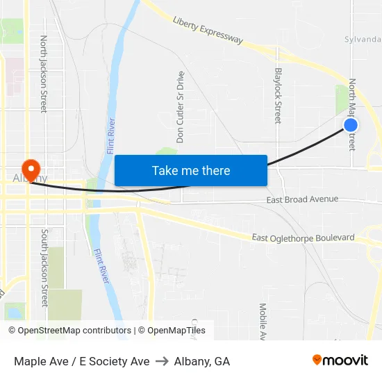 Maple Ave / E Society Ave to Albany, GA map