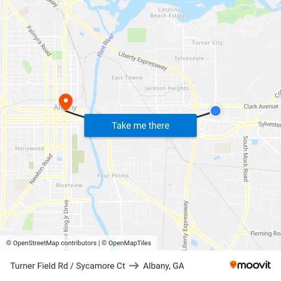 Turner Field Rd / Sycamore Ct to Albany, GA map