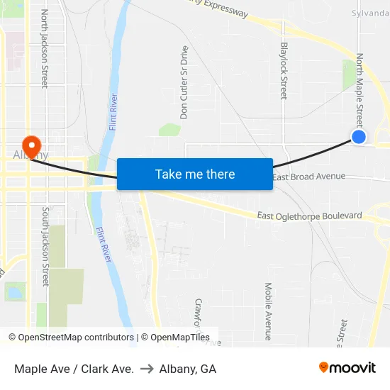 Maple Ave / Clark Ave. to Albany, GA map