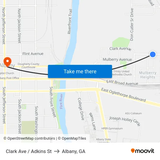 Clark Ave / Adkins St to Albany, GA map