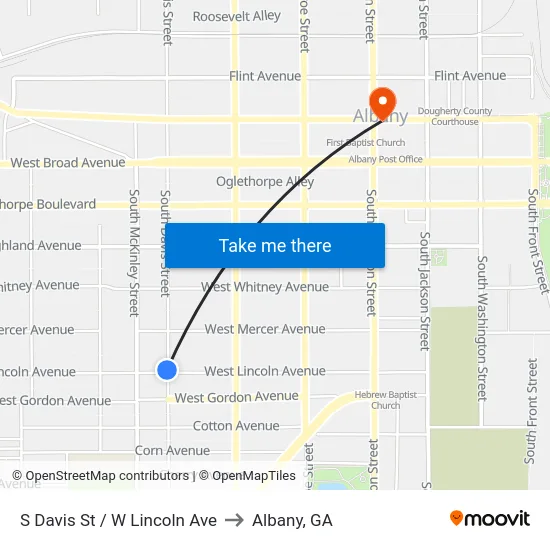 S Davis St / W Lincoln Ave to Albany, GA map