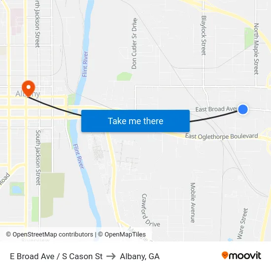 E Broad Ave / S Cason St to Albany, GA map