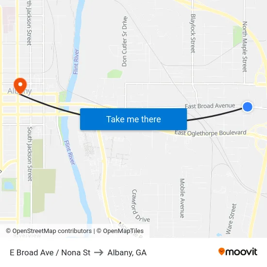 E Broad Ave / Nona St to Albany, GA map
