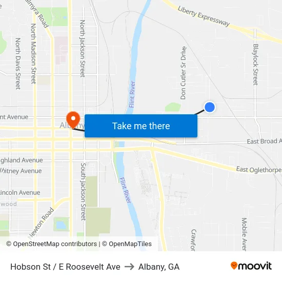 Hobson St / E Roosevelt Ave to Albany, GA map
