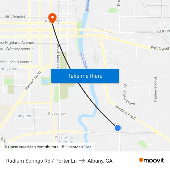 Radium Springs Rd / Porter Ln to Albany, GA map