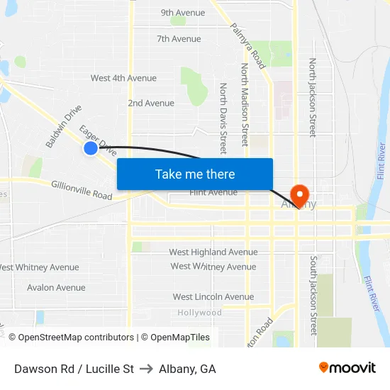 Dawson Rd / Lucille St to Albany, GA map
