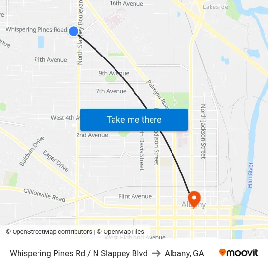 Whispering Pines Rd / N Slappey Blvd to Albany, GA map
