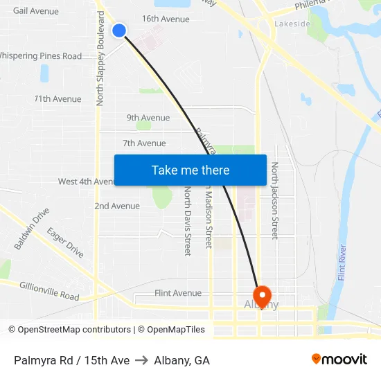 Palmyra Rd / 15th Ave to Albany, GA map