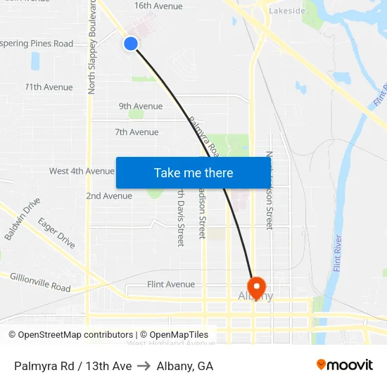 Palmyra Rd / 13th Ave to Albany, GA map