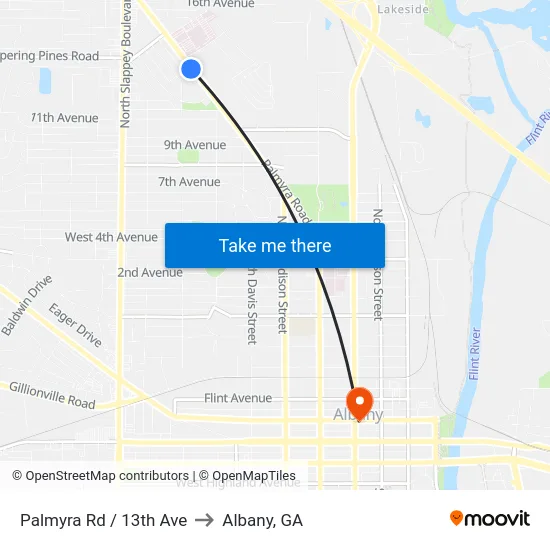 Palmyra Rd / 13th Ave to Albany, GA map