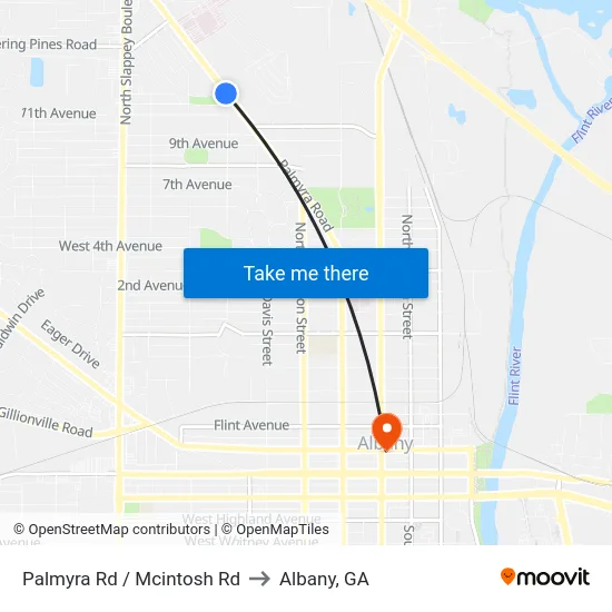 Palmyra Rd / Mcintosh Rd to Albany, GA map