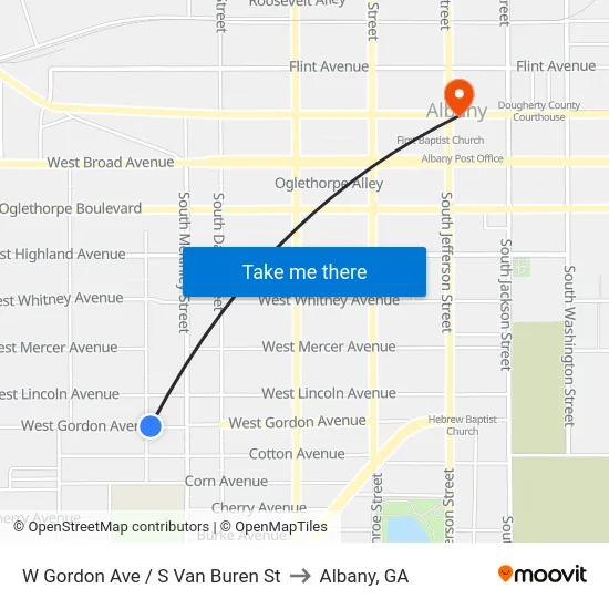 W Gordon Ave / S Van Buren St to Albany, GA map