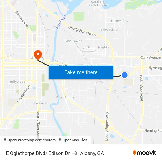 E Oglethorpe Blvd/ Edison Dr to Albany, GA map