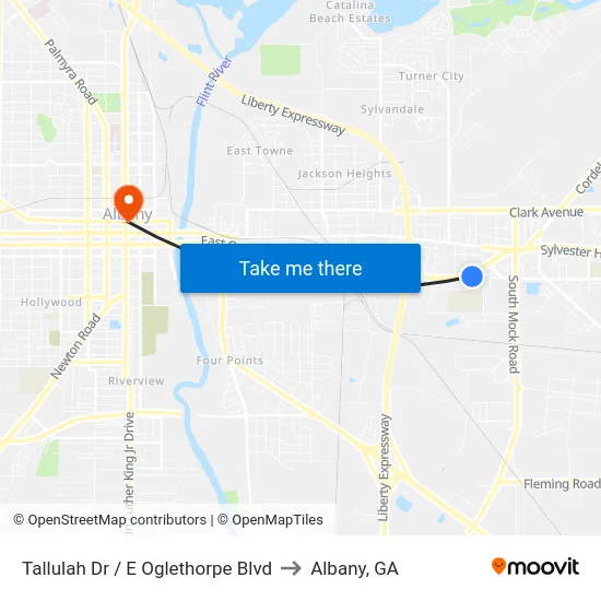 Tallulah Dr / E Oglethorpe Blvd to Albany, GA map
