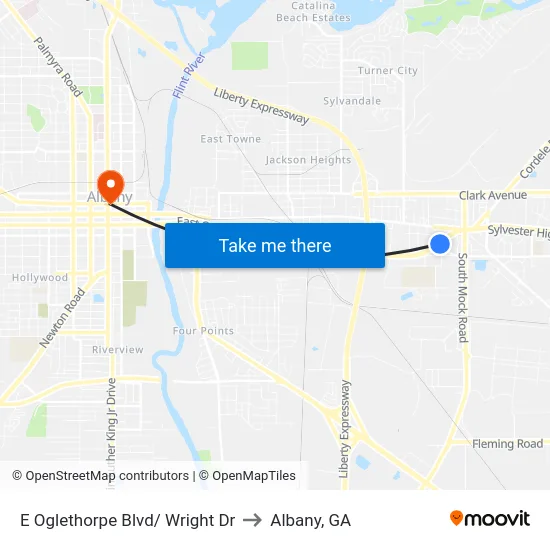 E Oglethorpe Blvd/ Wright Dr to Albany, GA map